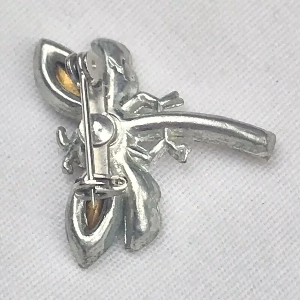 Dragonfly Pin Brooch Red Eyes Jeweled Vintage